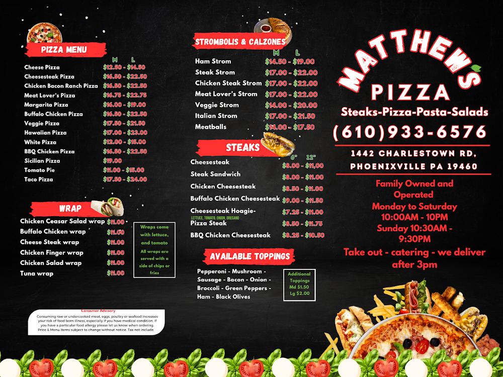Matthew's Pizza Menu image 2